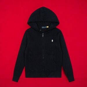 Ralph Lauren Black Cable Knit Hoodie